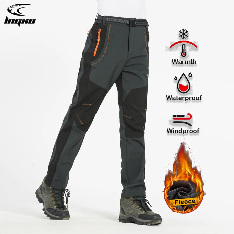 Warm Waterproof Fleece Hiking Pants for Winter Outdoor Adventures