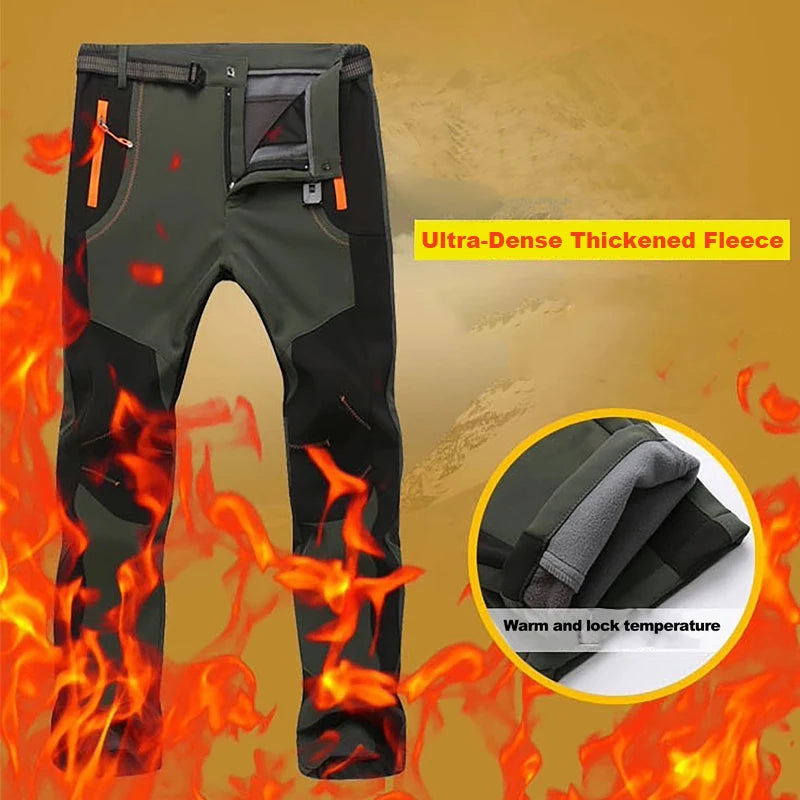 Warm Waterproof Fleece Hiking Pants for Winter Outdoor Adventures