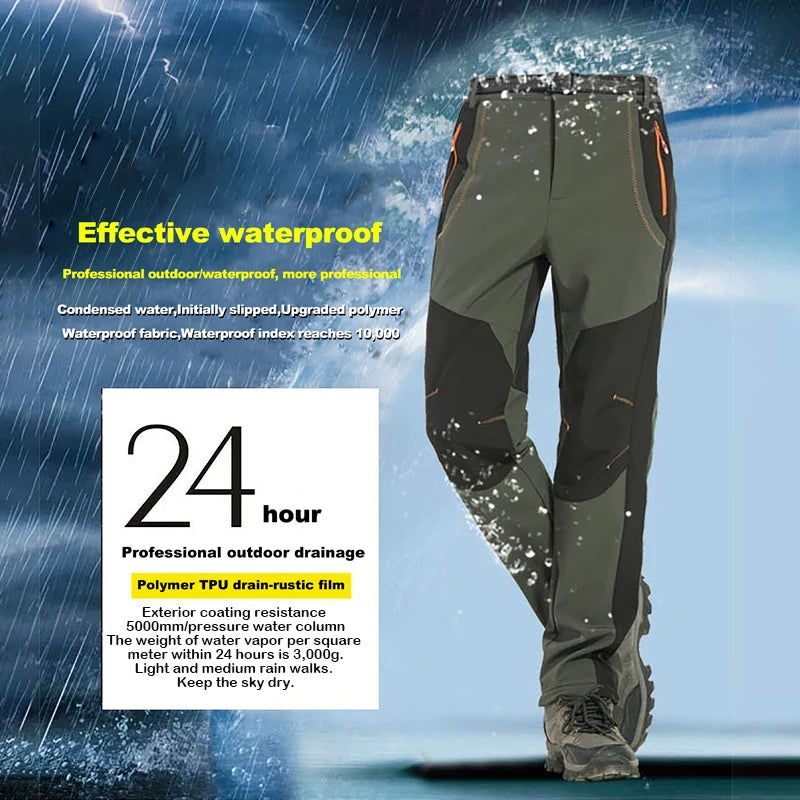 Warm Waterproof Fleece Hiking Pants for Winter Outdoor Adventures