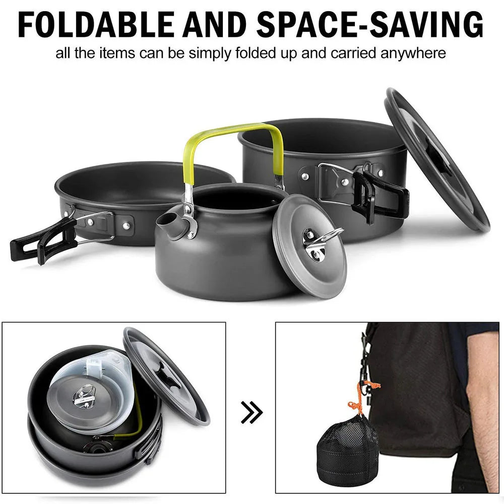 Portable Nonstick Camping Cookware Set for Hiking Outdoor Adventures