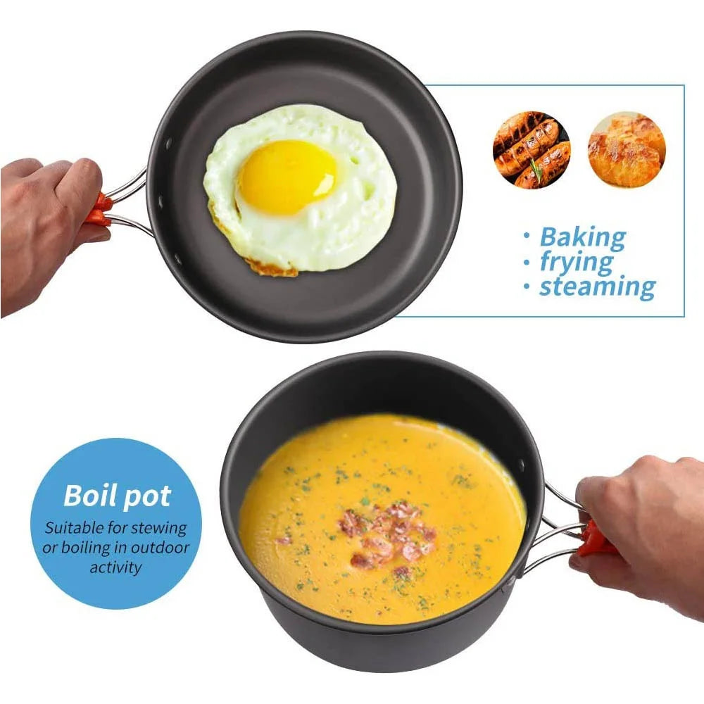 Nonstick Camping Cookware Set for Outdoor Picnic Travel Adventures