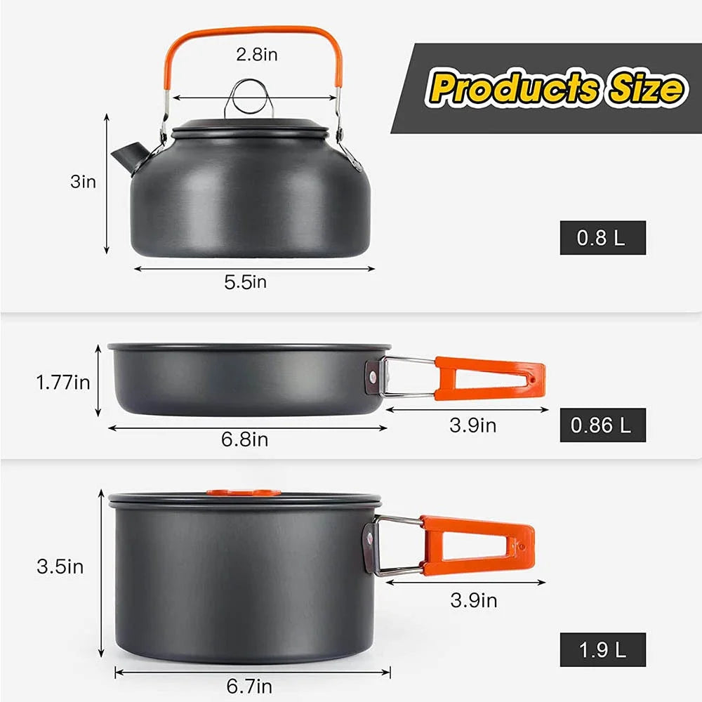 Nonstick Camping Cookware Set for Outdoor Picnic Travel Adventures