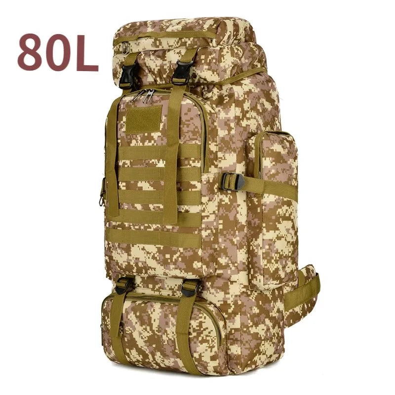 80L Tactical Backpack for Hiking Camping Travel Adventures
