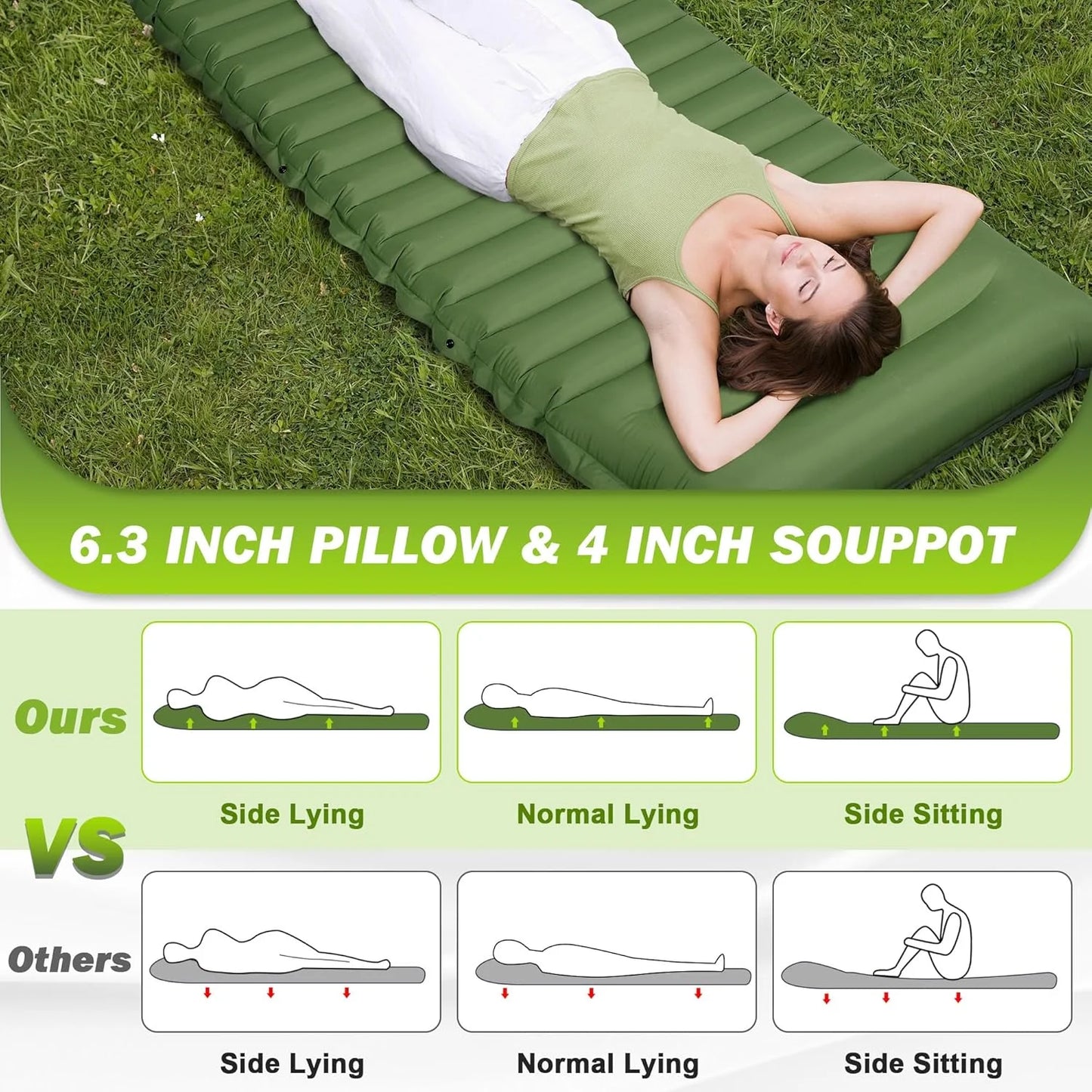 Extra Thick Self-Inflating Camping Sleeping Pad for Outdoor Adventures
