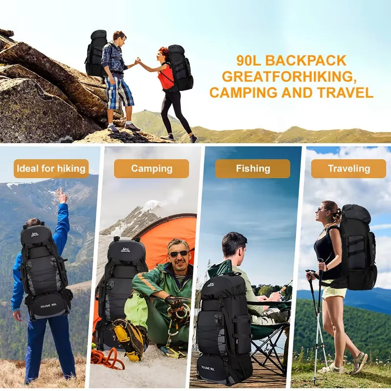 90L Waterproof Hiking Backpack for Camping Travel Adventures