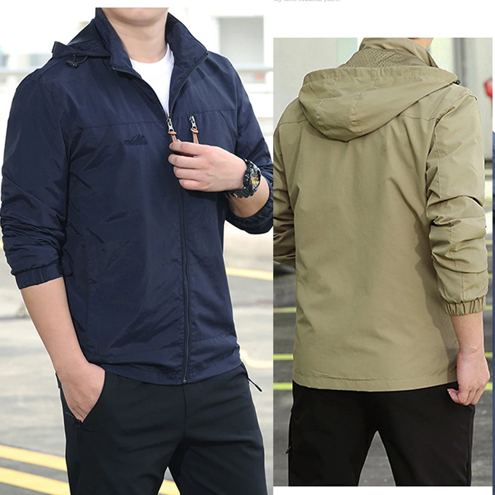Men’s Waterproof Tactical Windbreaker for Outdoor Climbing Adventures