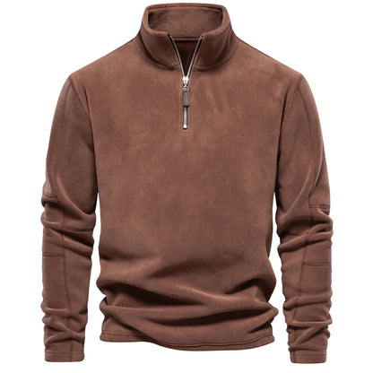 Men’s Warm Fleece Jacket with Zipper Neck Pullover Design