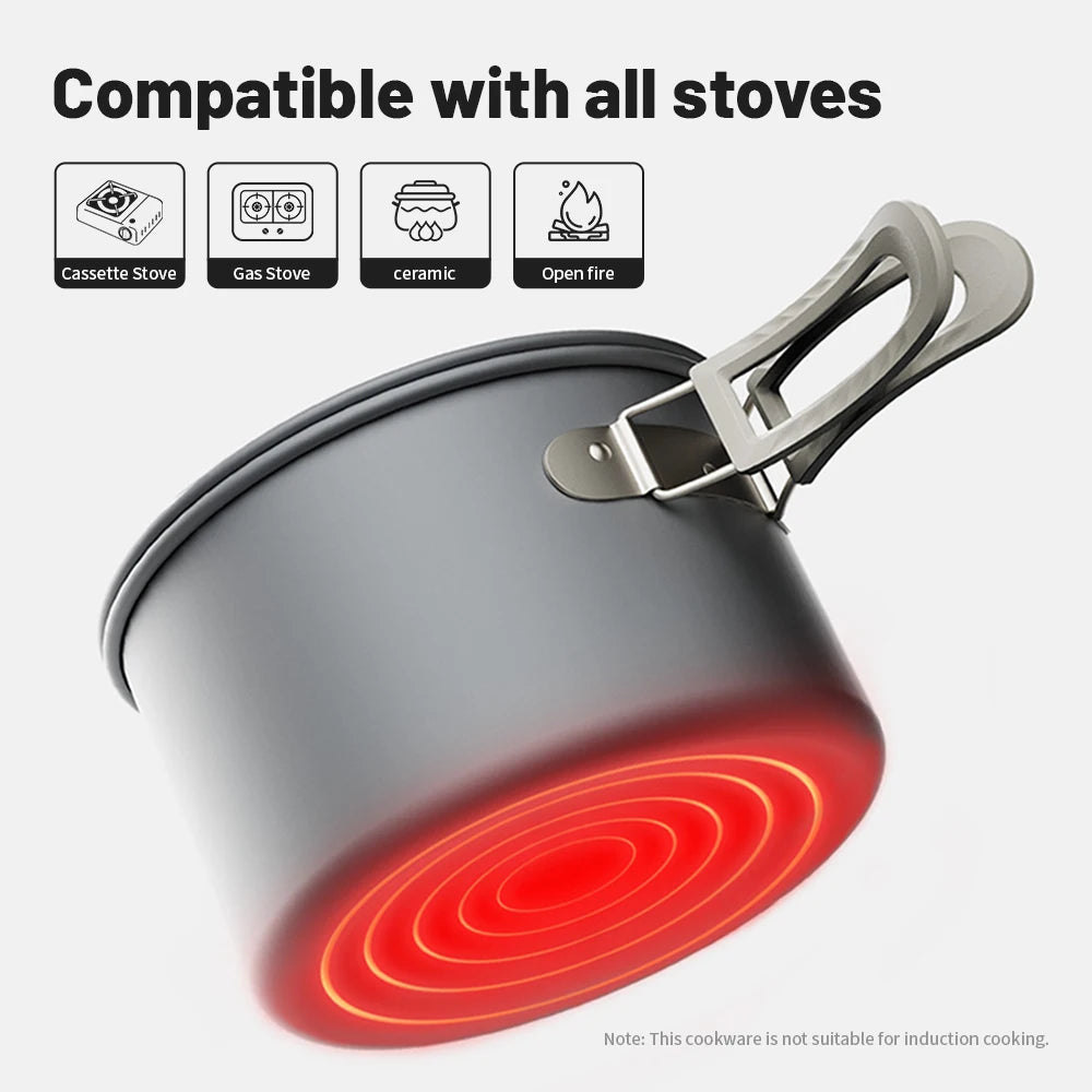 Portable Camping Cookware Kit for Outdoor Picnic Cooking Adventures