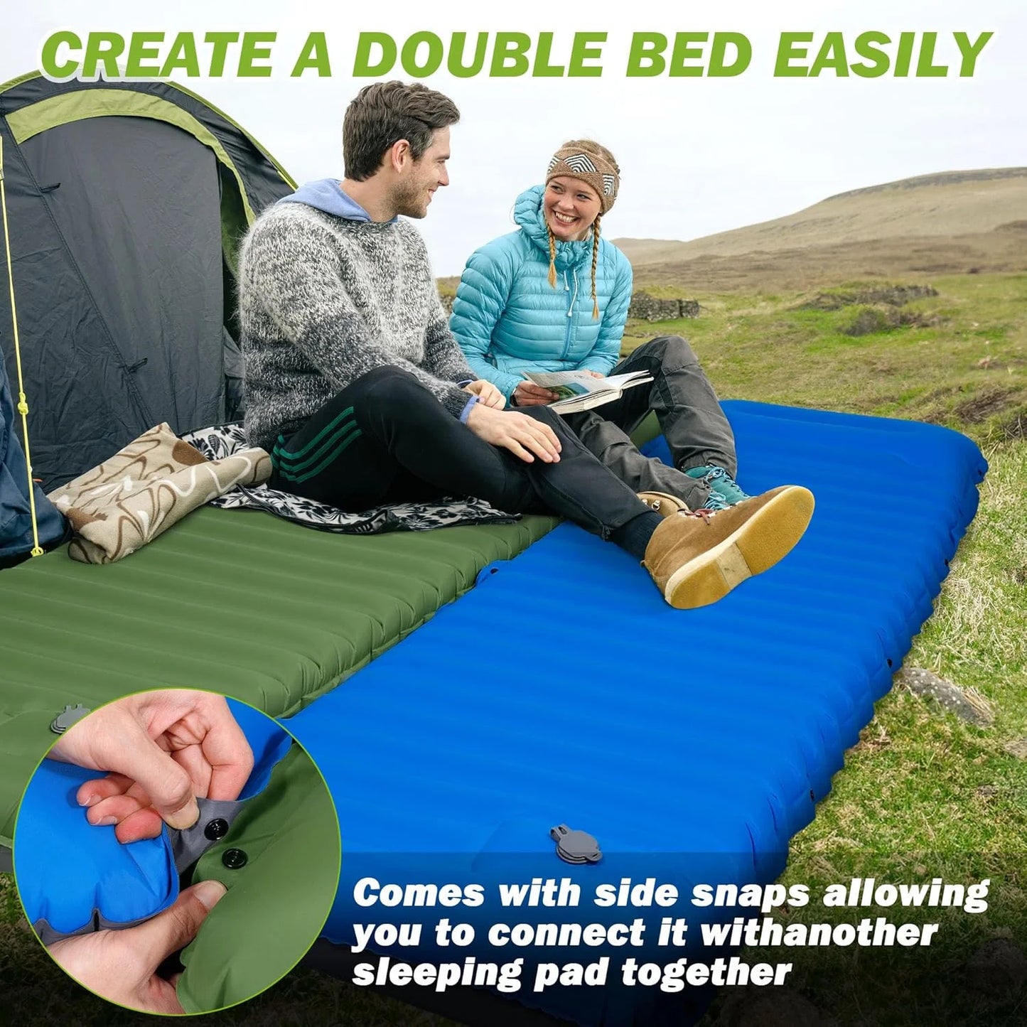 Extra Thick Self-Inflating Camping Sleeping Pad for Outdoor Adventures