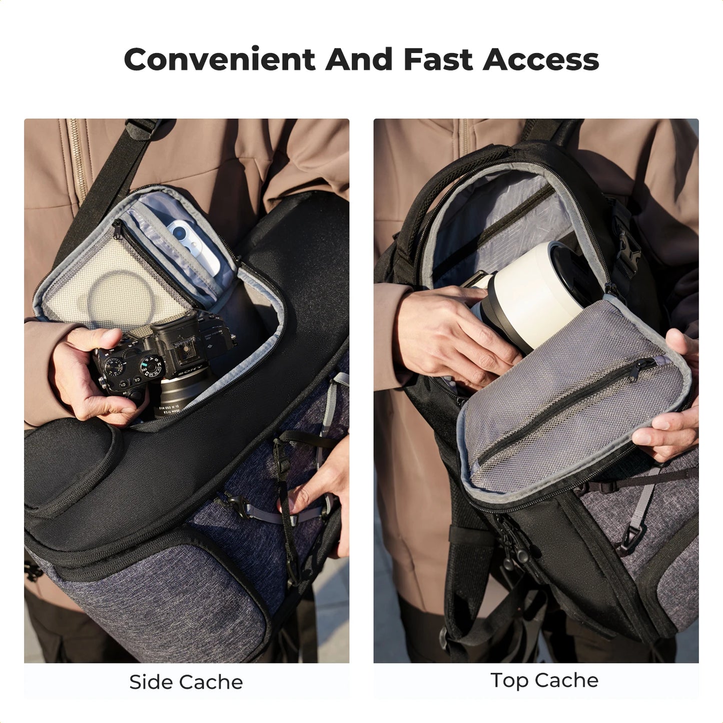 32L Camera Backpack with Laptop Compartment Tripod Strap Rain Cover
