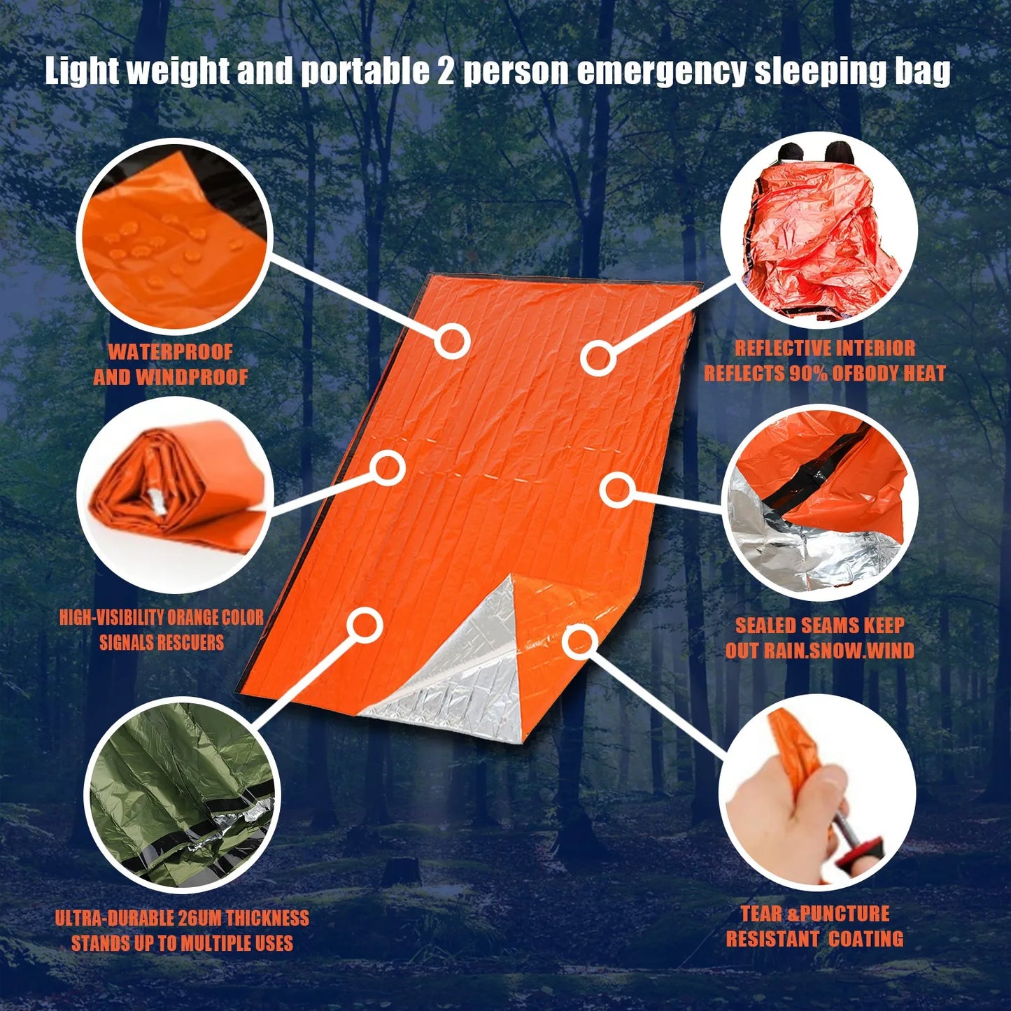 Waterproof Emergency Survival Sleeping Bag for Camping Outdoor Adventures