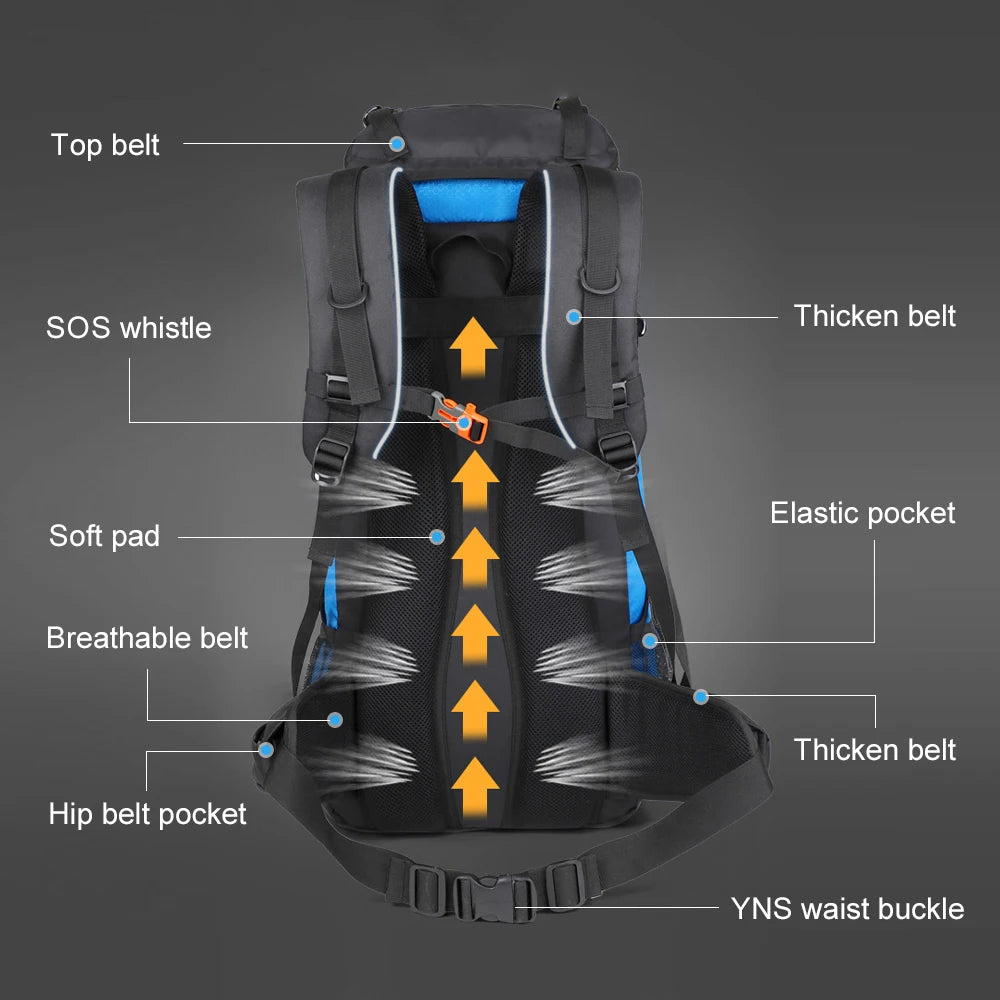 65L Waterproof Climbing Backpack for Camping Hiking Travel