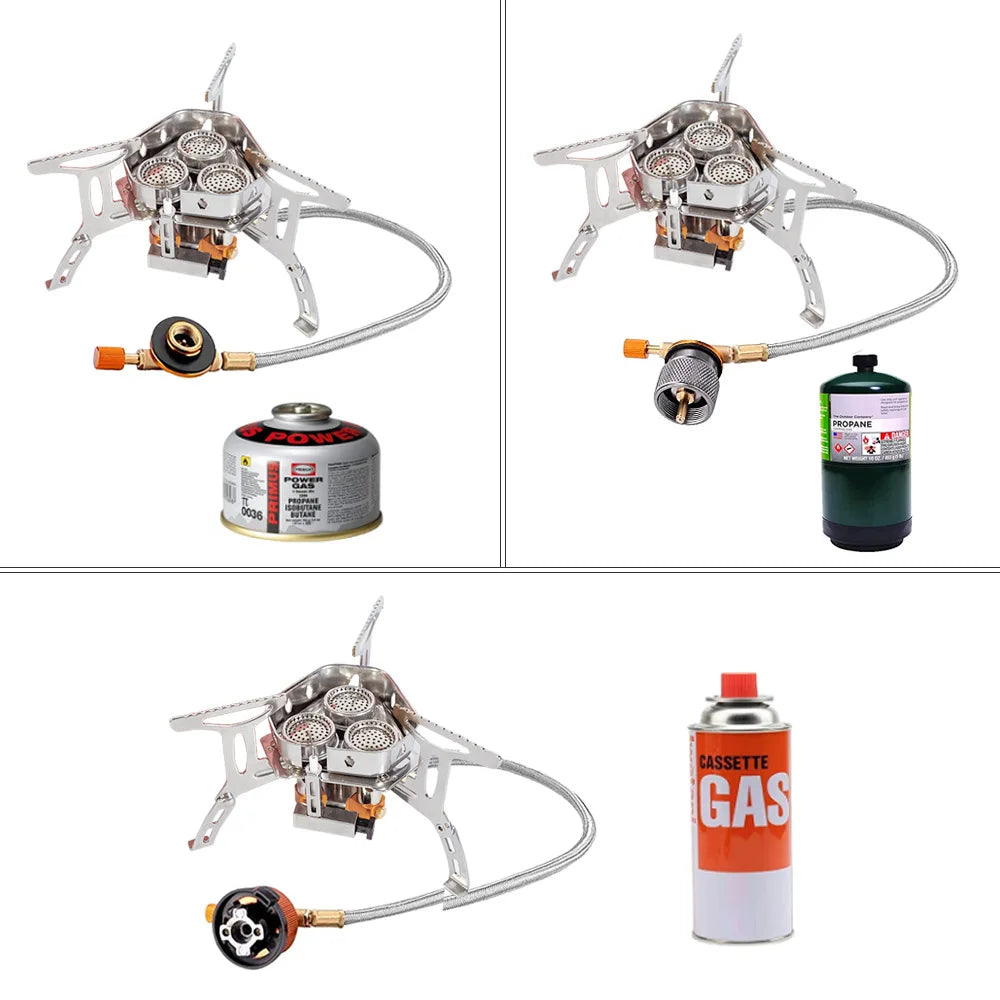 3-Burner Folding Gas Stove for Camping Outdoor Cooking Adventures