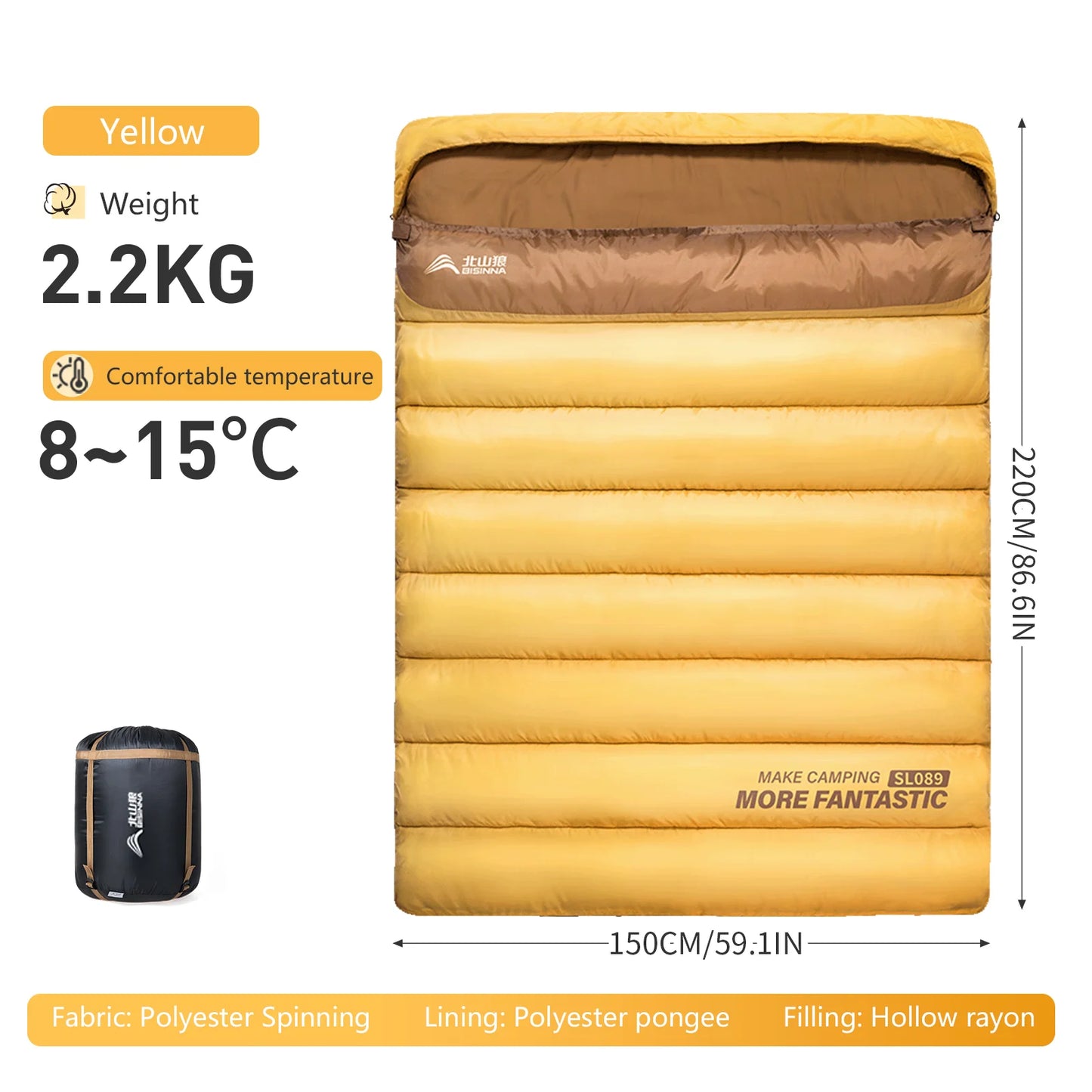 2-Person Camping Sleeping Bag for Winter Hiking Outdoor Adventures