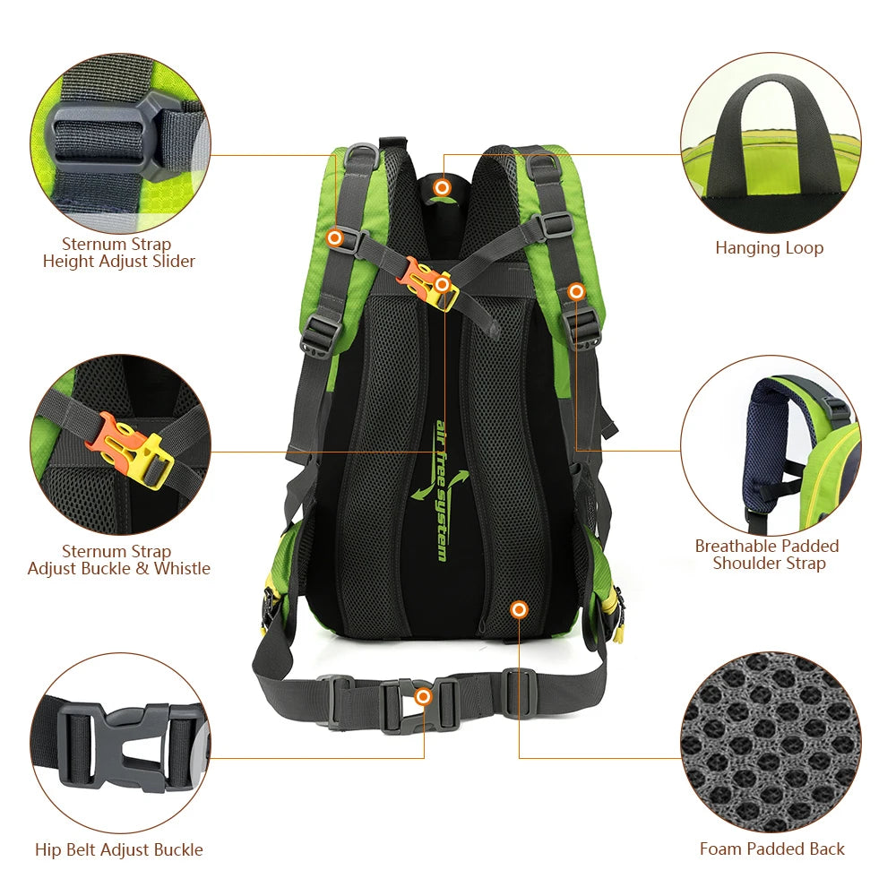 40L Water Resistant Hiking Backpack with Laptop Compartment Travel Daypack