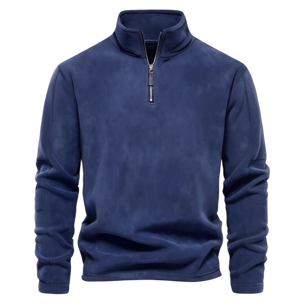 Men’s Warm Fleece Jacket with Zipper Neck Pullover Design