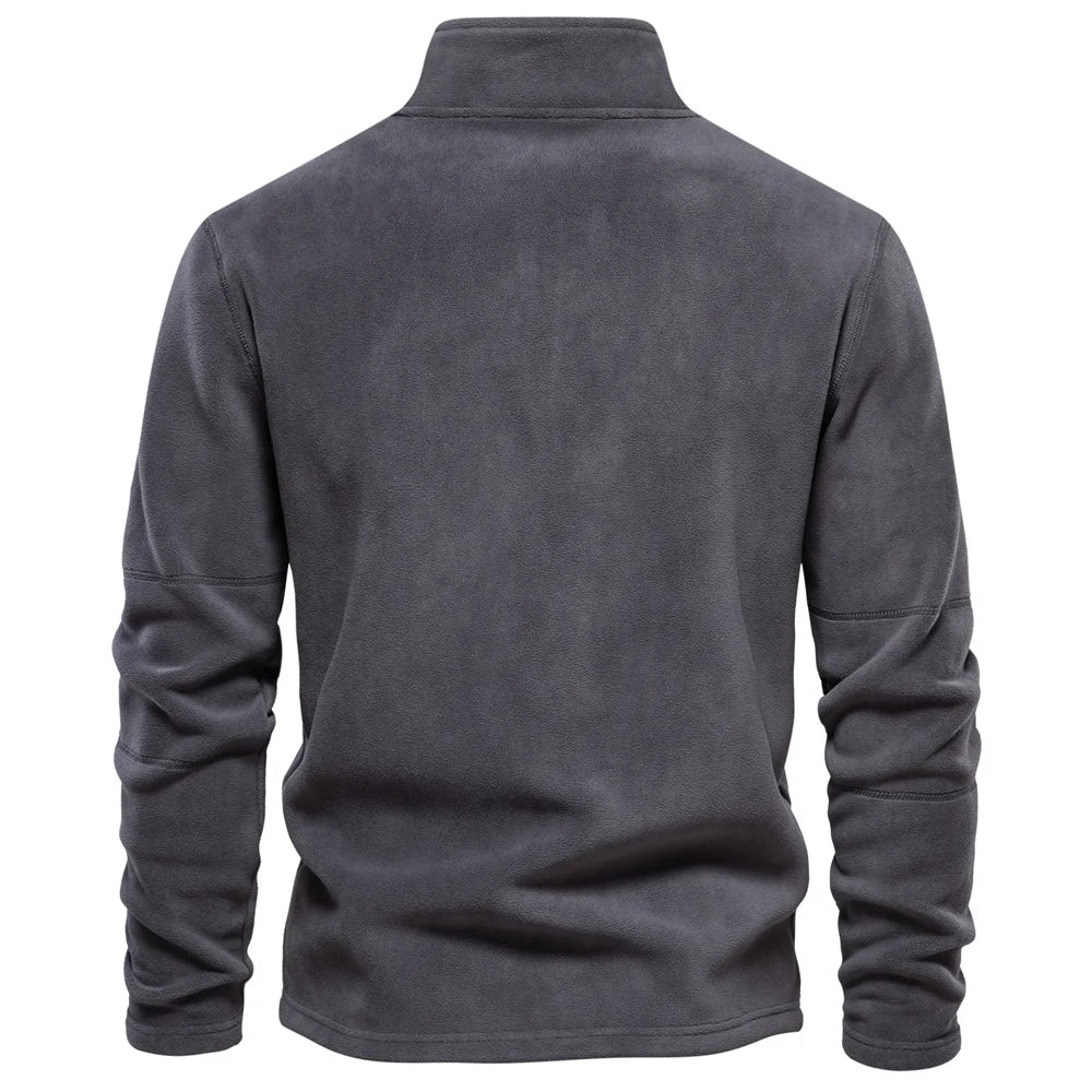 Men’s Warm Fleece Jacket with Zipper Neck Pullover Design