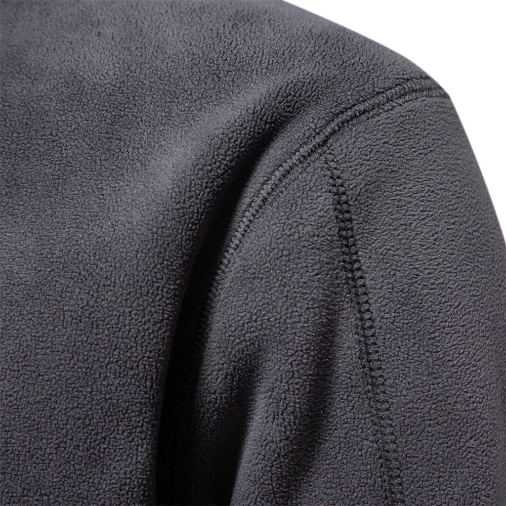Men’s Warm Fleece Jacket with Zipper Neck Pullover Design