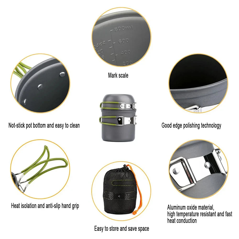 Portable Camping Cookware Set for Hiking Outdoor Cooking Adventures