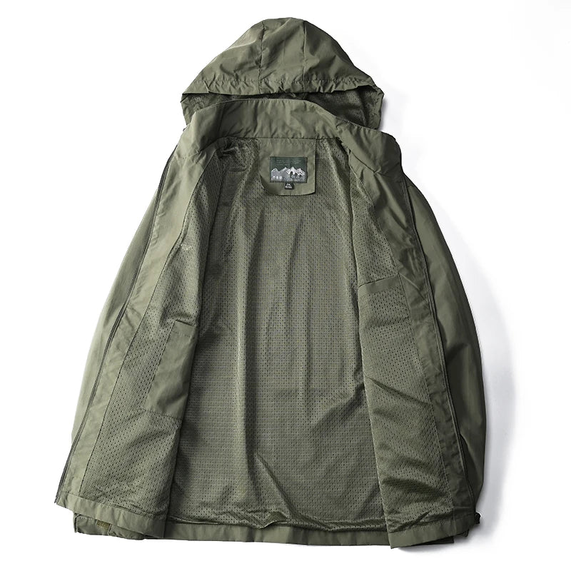 Men’s Waterproof Tactical Windbreaker for Outdoor Climbing Adventures