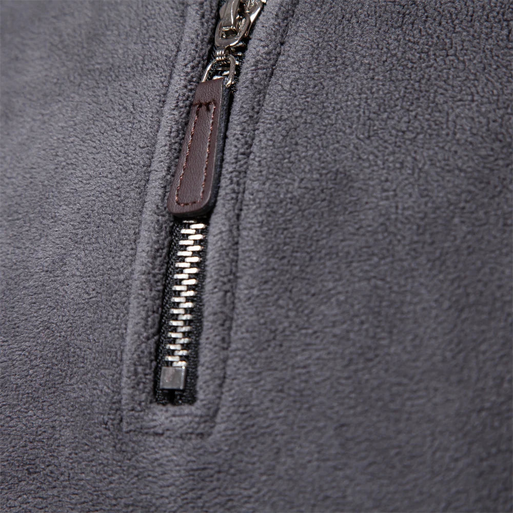 Men’s Warm Fleece Jacket with Zipper Neck Pullover Design