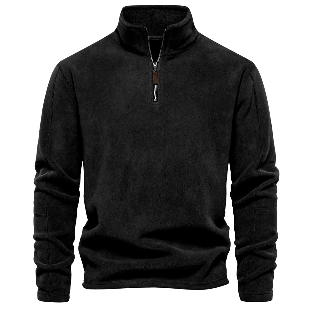 Men’s Warm Fleece Jacket with Zipper Neck Pullover Design