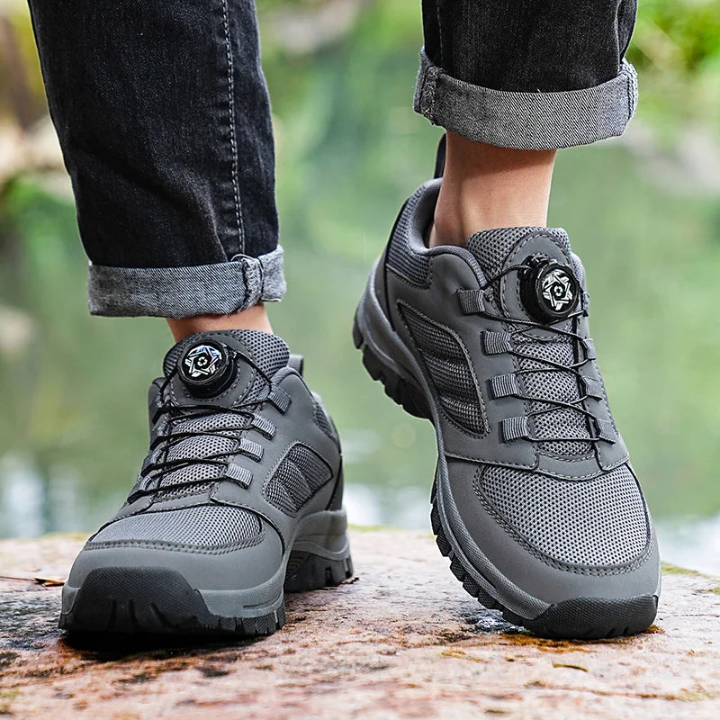 Men’s Anti-Slip Hiking Shoes with Rotating Buckle Design