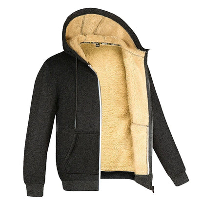 Warm Lambswool Fleece Jacket with Hood for Winter Comfort