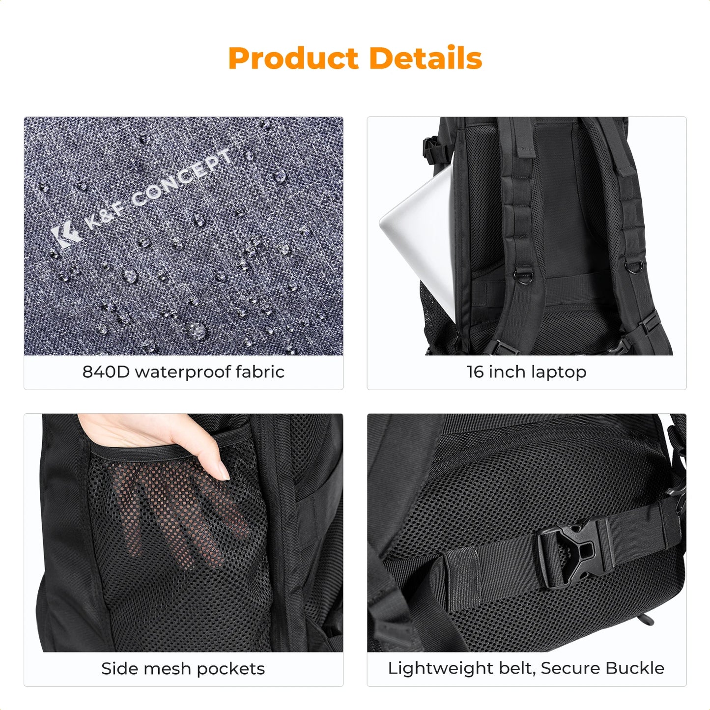 32L Camera Backpack with Laptop Compartment Tripod Strap Rain Cover