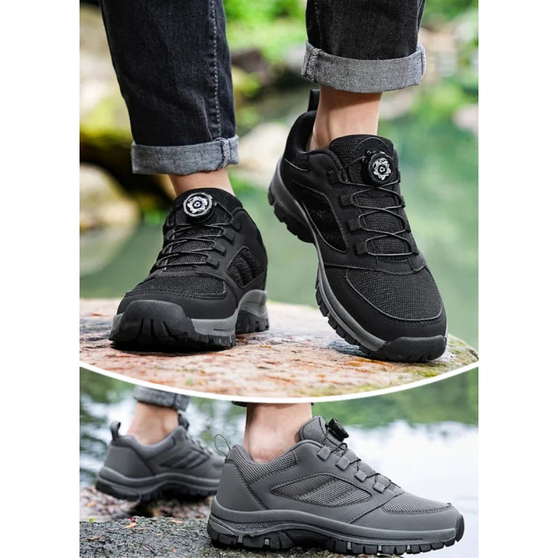 Men’s Anti-Slip Hiking Shoes with Rotating Buckle Design