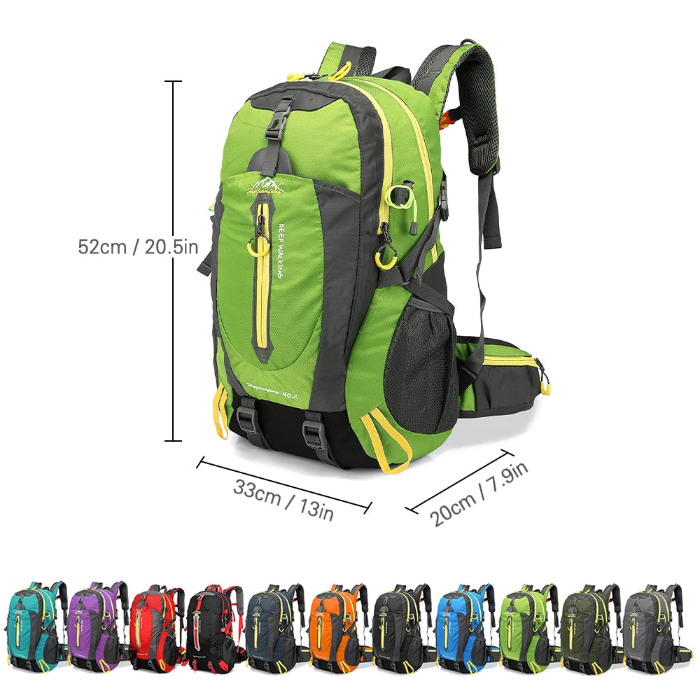 40L Water Resistant Hiking Backpack with Laptop Compartment Travel Daypack