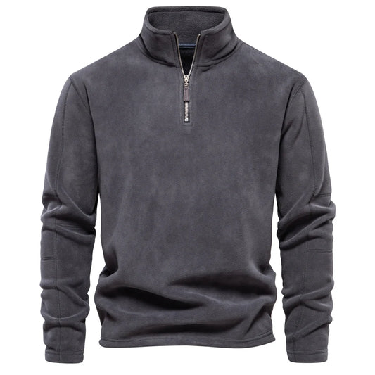 Men’s Warm Fleece Jacket with Zipper Neck Pullover Design