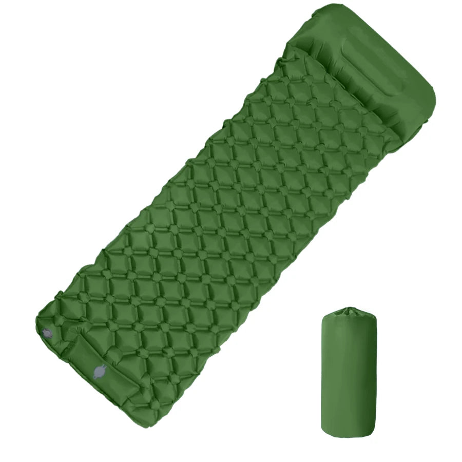 Ultralight Inflatable Camping Sleeping Pad with Built-In Pillow