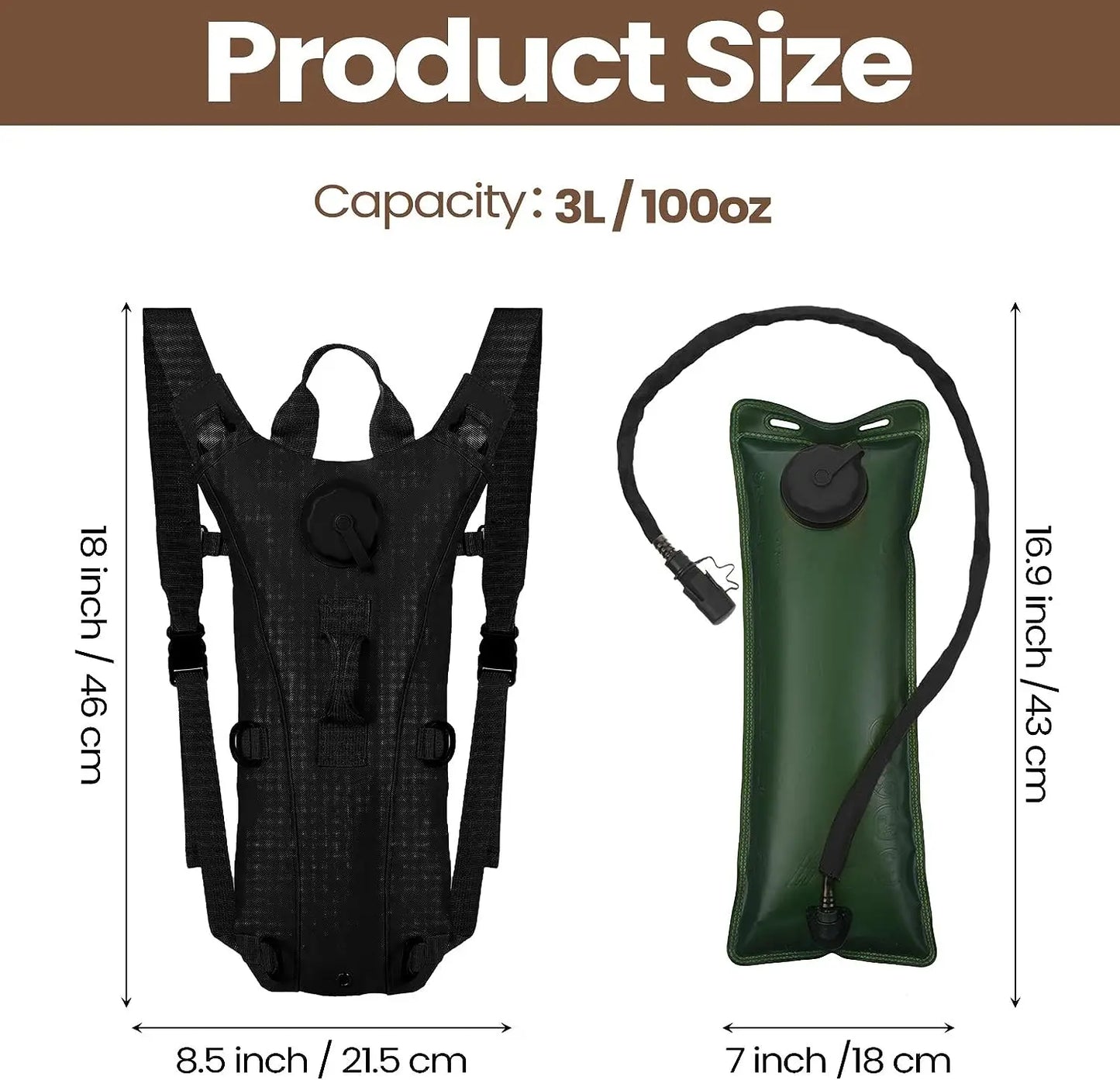Waterproof Hydration Backpack with 3L Bladder for Outdoor Adventures