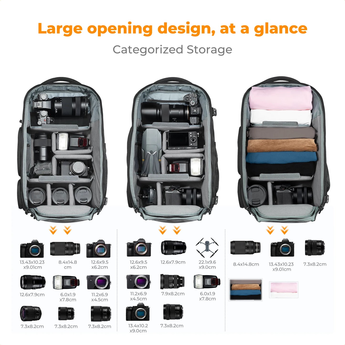 32L Camera Backpack with Laptop Compartment Tripod Strap Rain Cover
