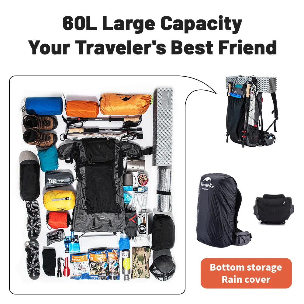 60L Waterproof Camping Backpack for Hiking Climbing Travel