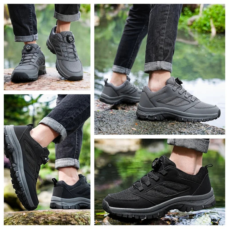 Men’s Anti-Slip Hiking Shoes with Rotating Buckle Design