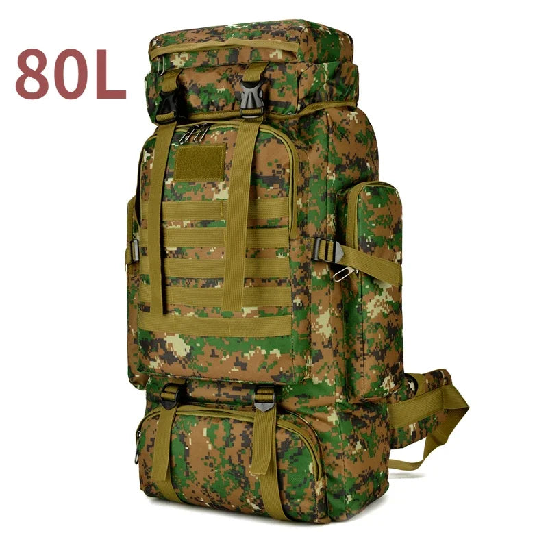 80L Tactical Backpack for Hiking Camping Travel Adventures