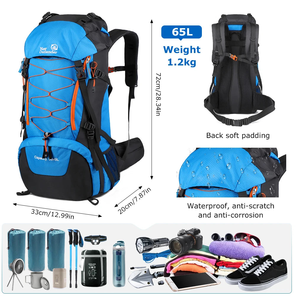 65L Waterproof Climbing Backpack for Camping Hiking Travel